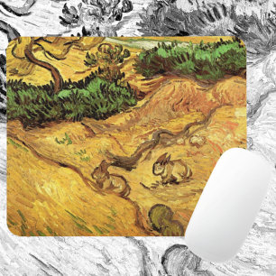Mousepad Campo com dois coelhos por Vincent van Gogh