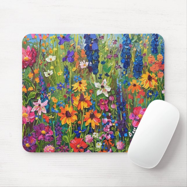 Mousepad Campo de flor selvagem Pintura acrílica (Com mouse)
