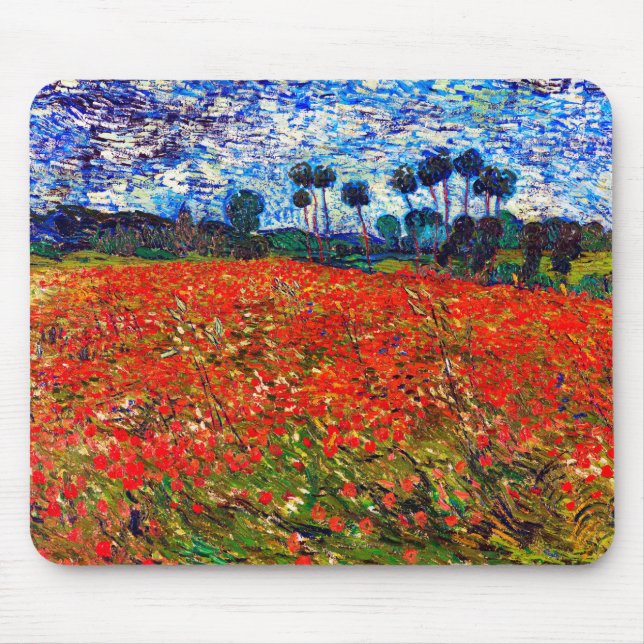 Mousepad Campo de Flor Vermelho, Van Gogh (Frente)