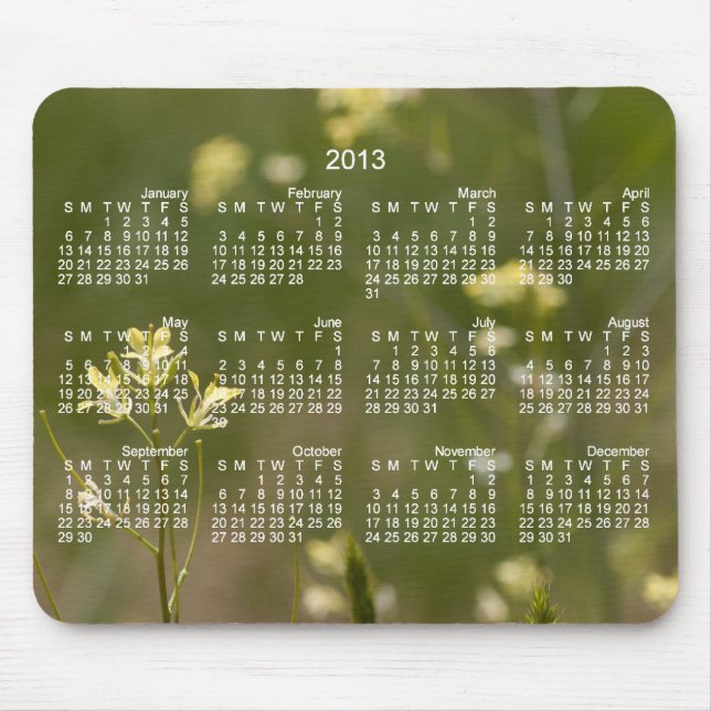 Mousepad Campo de flores amarelas; Calendário 2013 (Frente)