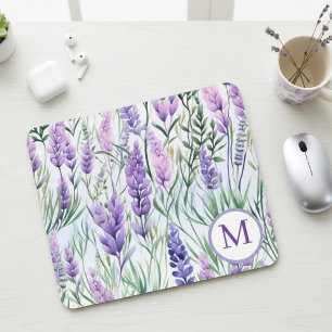 Mousepad Campo de Flores Lavanda Roxa Monograma