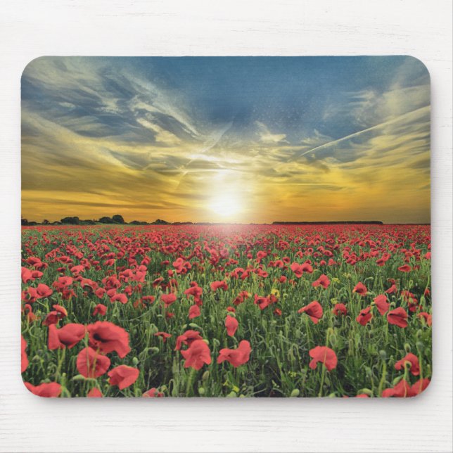 Mousepad Campo De Flores Vermelhas Ao Sol (Frente)