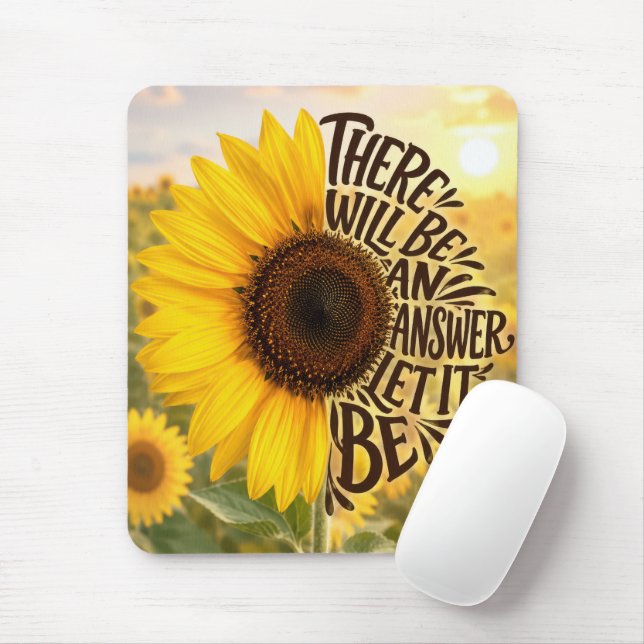 Mousepad Campo de Girassóis com Citação Inspiradora (Com mouse)