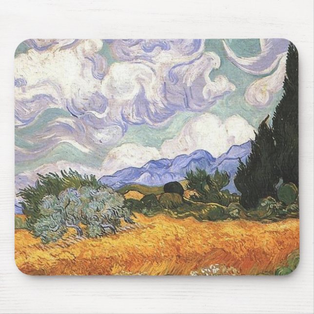 Mousepad Campo de trigo com Cypress por Van Gogh. (Frente)