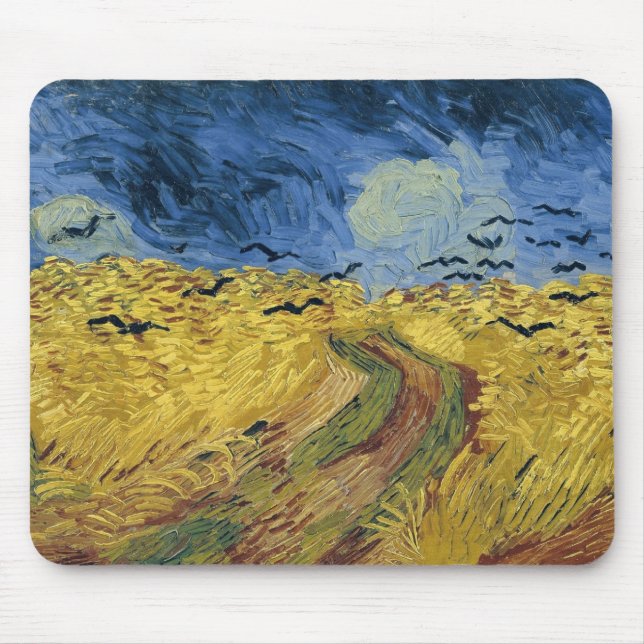 Mousepad Campo de trigo de Vincent van Gogh com corvos (189 (Frente)