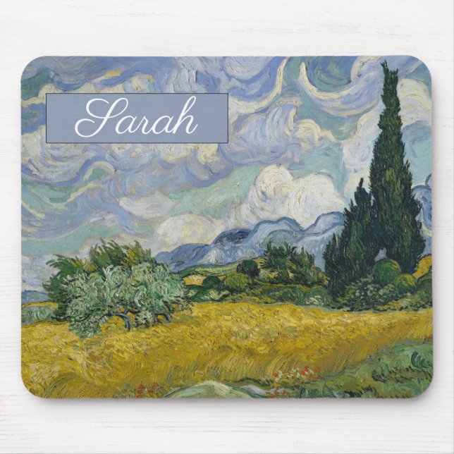 Mousepad Campo de trigo de Vincent van Gogh com Cypresse: (Frente)