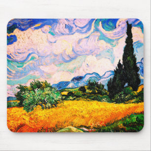 Mousepad Campo de trigo Vincent Van Gogh com ciprestes