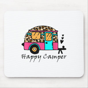 Mousepad Campo de verão feliz acampamento Leopard Engraçado