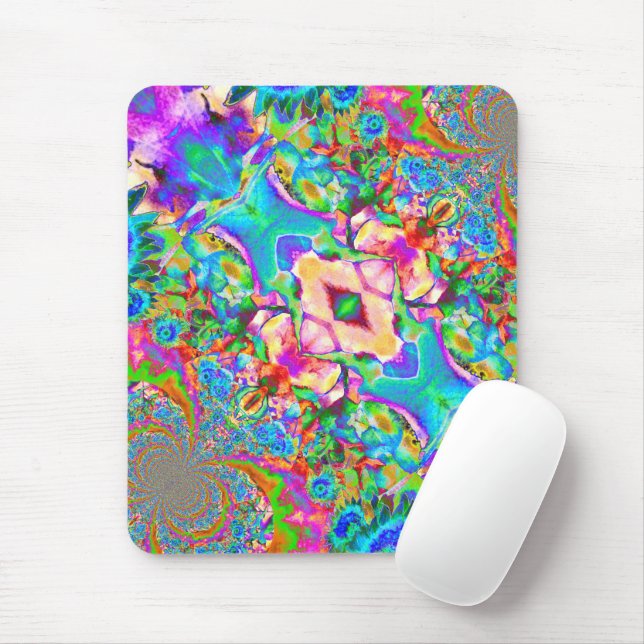 Mousepad Campo floral de girassol floral de abstrato azul (Com mouse)