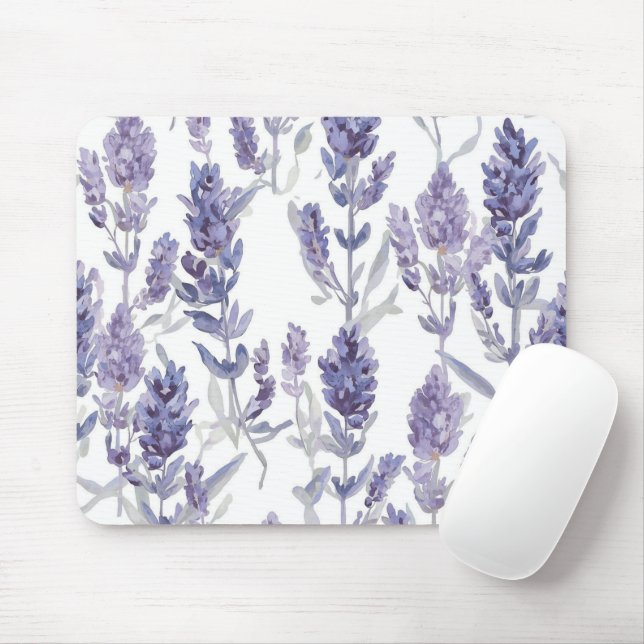 Mousepad Campos de Lavanda | Padrão de Flor de Aquarela Rox (Com mouse)
