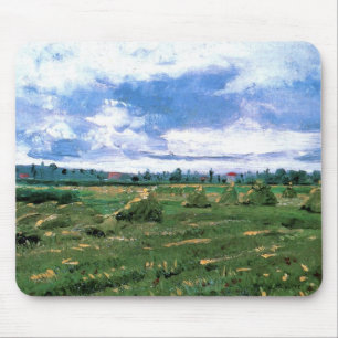 Mousepad Campos de trigo com Haystacks por Vincent van Gogh