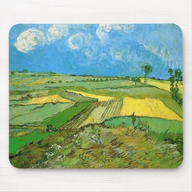 Mousepad Campos de trigo Van Gogh em Auvers sob céu nublado (Frente)
