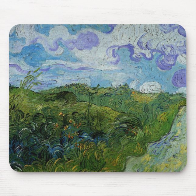 Mousepad Campos de trigo verde por Vincent van Gogh (Frente)