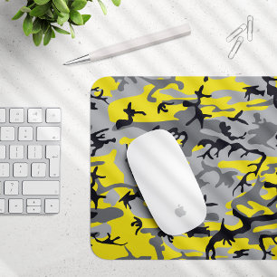 Mousepad Camuflagem Amarela e Cinza, Militar, Exército