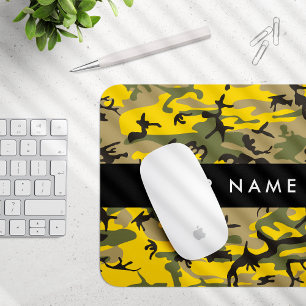 Mousepad Camuflagem Amarela e Verde Seu nome Personaliza