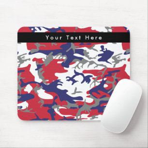 Mousepad Camuflagem, Azul Branco Vermelho Cinza, Militar, E