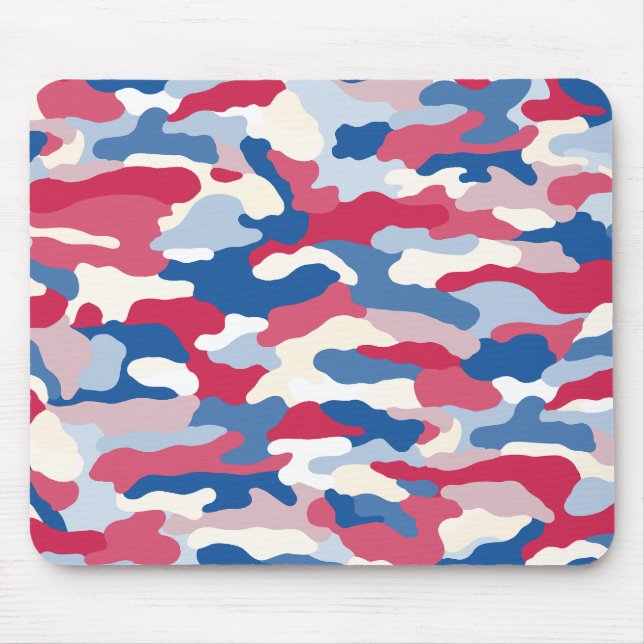 Mousepad Camuflagem Azul e Branco Vermelho (Frente)