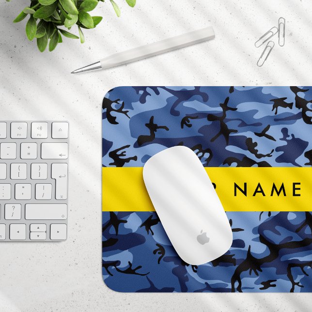 Mousepad Camuflagem Azul Marinho Personalize seu nome (Criador carregado)