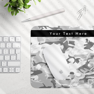 Mousepad Camuflagem Cinza de Neve de Inverno, Militar, Exér