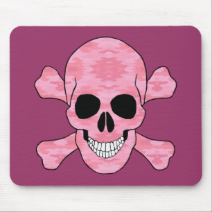 Mousepad Camuflagem Cor-De-Rosa, Caveira E Placa De Mouse C
