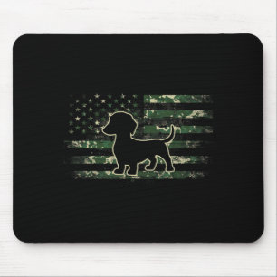 Mousepad Camuflagem de Dachshund Bandeira Americana EUA Cac