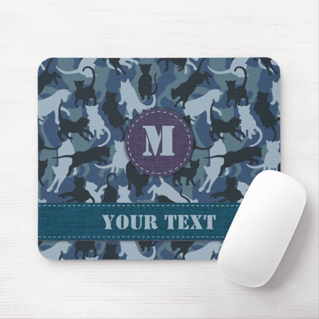 Mousepad Camuflagem de Marinho de gatos (Com mouse)