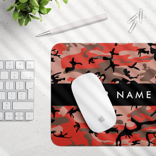 Mousepad Camuflagem Vermelha e Castanha Seu nome Personaliz