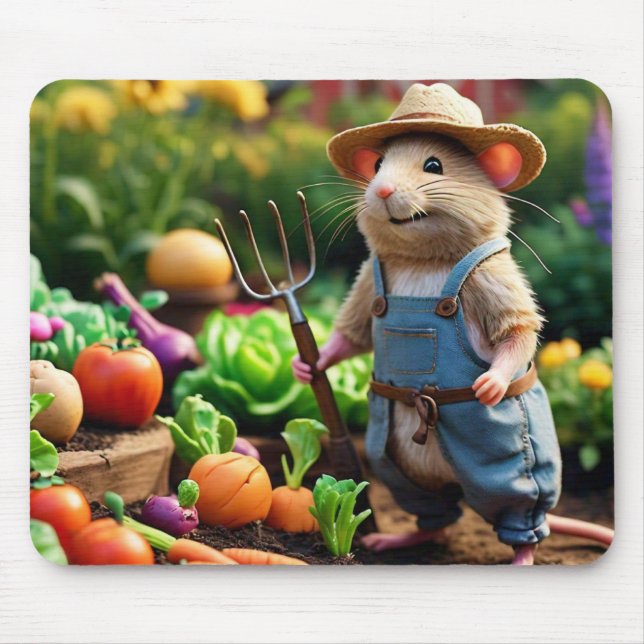 Mousepad Camundongo no Plantador de Mouse de Jardim Vegetal (Frente)