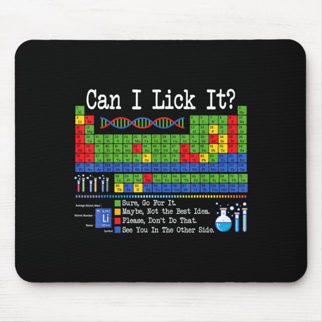 Mousepad Can I Lick It Periodic Table Funny Science Teacher (Frente)
