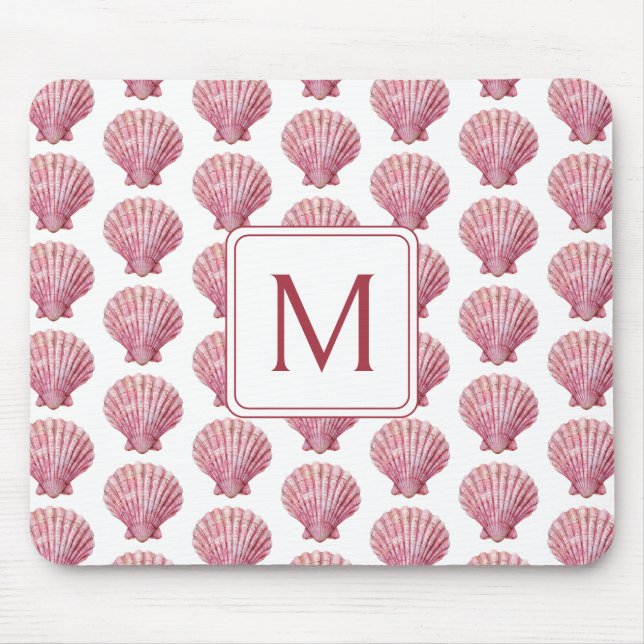 Mousepad Cana-de-coleira-rosa costeira no monograma branco (Frente)