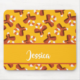 Mousepad Cana doce embrulhada com padrão de arco vermelho