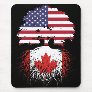 Mousepad Canadá Canadá Canadá americano Tree Roots Flag