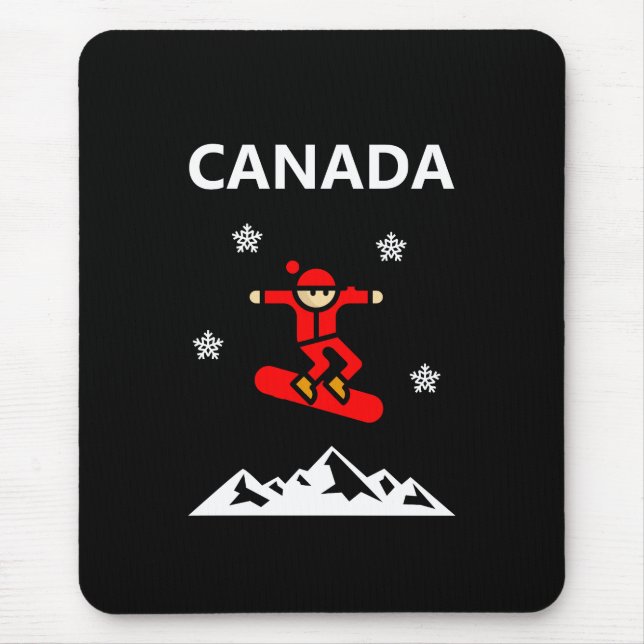 Mousepad Canadá Voando Cor Vermelha do Snowboarder (Frente)