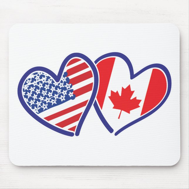 Mousepad Canadense e corações da bandeira de América (Frente)