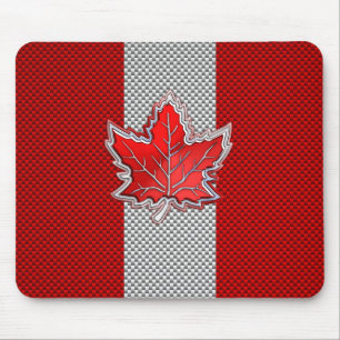 Mousepad Canadian Red Maple Leaf Carbon Fiber retro style