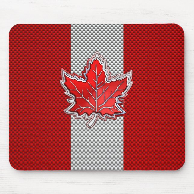 Mousepad Canadian Red Maple Leaf Carbon Fiber retro style (Frente)
