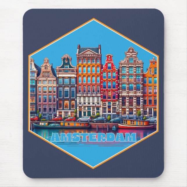 Mousepad Canal Amsterdã Holanda Europa (Frente)