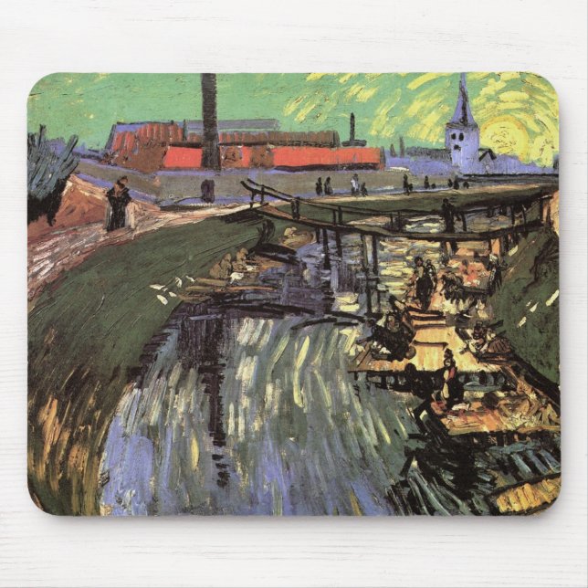 Mousepad Canal com Mulheres Lavando por Vincent van Gogh (Frente)
