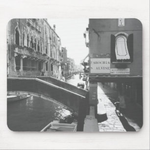 Mousepad Canal de Veneza, Itália, Fotografia Branca e Negr