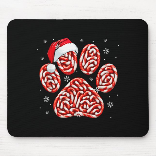 Mousepad Canas De Candy Em Cãozinho Xmas Família De Proprie (Frente)