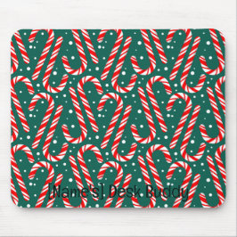 Mousepad Canas de doces brancos e vermelhos personalizáveis