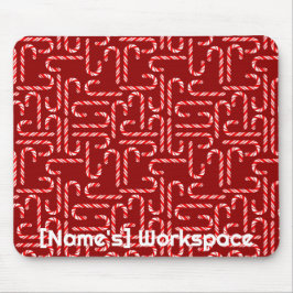 Mousepad Canas de doces vermelhos personalizáveis em vermel