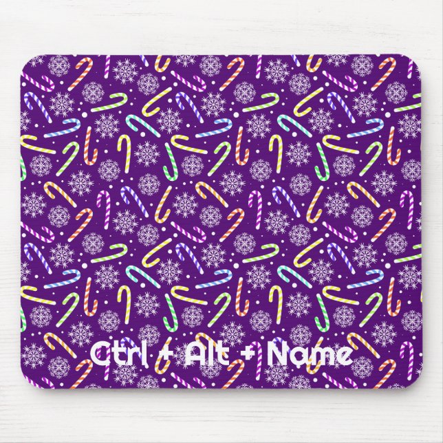 Mousepad Canas doces personalizáveis e flocos de neve em ro (Frente)