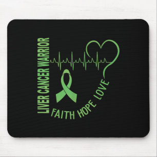 Mousepad Câncer de figado Faith Hope Love Ribbon Heart Beat