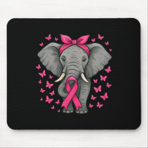 Mousepad Cancer de fita cor-de-rosa com elefante-claro Fi