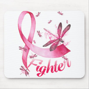 Mousepad Cancer de Fita Rosa de Dragonfly Rosa de Fita