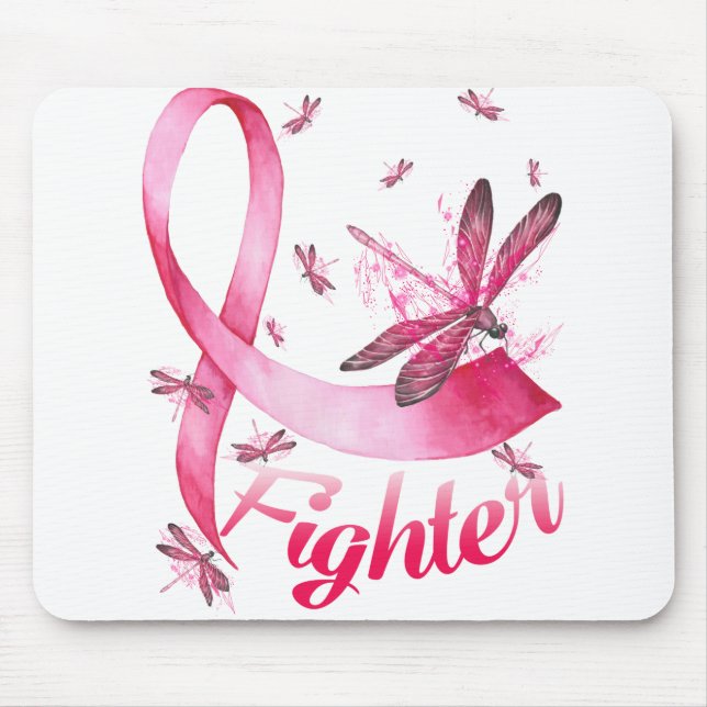 Mousepad Cancer de Fita Rosa de Dragonfly Rosa de Fita (Frente)