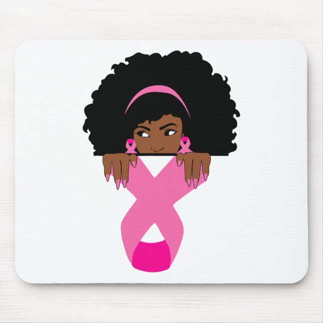Mousepad Cancer de mama da América africana Consciência neg (Frente)