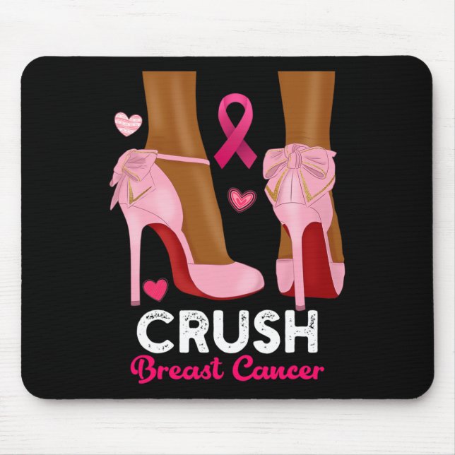 Mousepad Cancer De Mama Esmagado Em Outubro Vestimos Preto  (Frente)