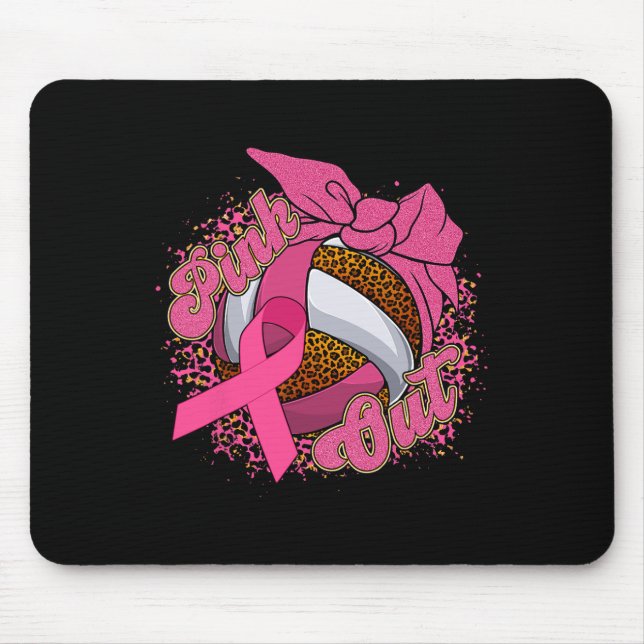 Mousepad Cancer de Mama rosa Pino do Volleybyll Leopard (Frente)